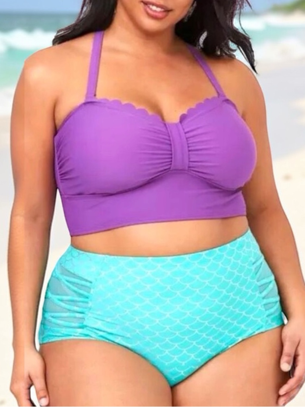 Torrid Disney The Little Mermaid Ariel Purple Wireless Bikini Top & Swim Bottom - Picture 2 of 14